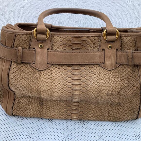 Gucci Women Tote Handbag Brown Python GG Running  Satchel Bag - Picture 5 of 16